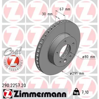 ZIMMERMANN 290.2257.20 - Jeu de 2 disques de frein avant