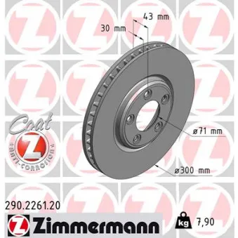 ZIMMERMANN 290.2261.20 - Jeu de 2 disques de frein avant