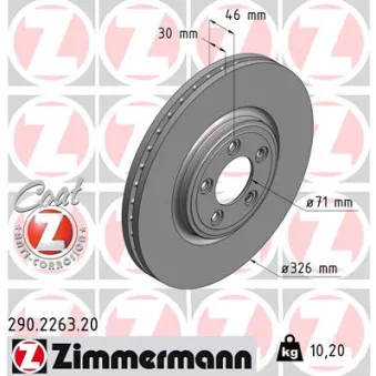 Jeu de 2 disques de frein avant ZIMMERMANN 290.2263.20