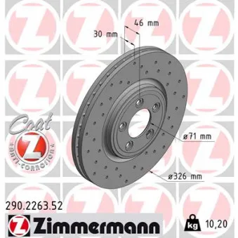 Jeu de 2 disques de frein avant ZIMMERMANN OEM 18-15 521 0011/PD