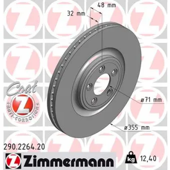 ZIMMERMANN 290.2264.20 - Jeu de 2 disques de frein avant