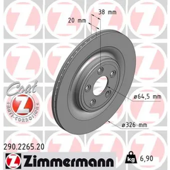 Jeu de 2 disques de frein arrière ZIMMERMANN OEM BG4202