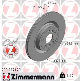 Jeu de 2 disques de frein arrière ZIMMERMANN OEM 24.0120-0256.1
