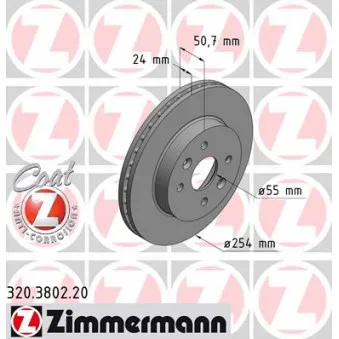 ZIMMERMANN 320.3802.20 - Jeu de 2 disques de frein avant