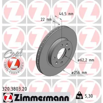 ZIMMERMANN 320.3803.20 - Jeu de 2 disques de frein avant
