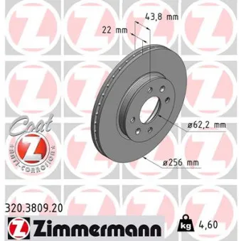 Jeu de 2 disques de frein avant ZIMMERMANN 320.3809.20