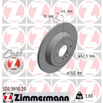 Jeu de 2 disques de frein arrière ZIMMERMANN 320.3810.20