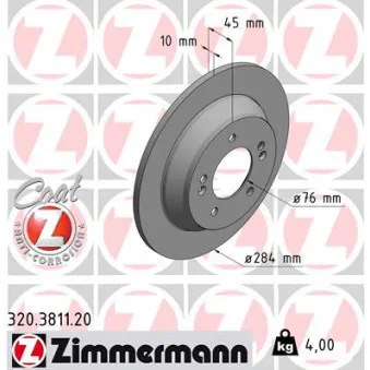 ZIMMERMANN 320.3811.20 - Jeu de 2 disques de frein arrière