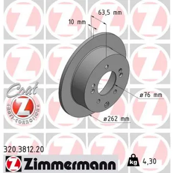 Jeu de 2 disques de frein arrière ZIMMERMANN 320.3812.20
