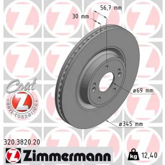 ZIMMERMANN 320.3820.20 - Jeu de 2 disques de frein avant