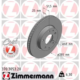 ZIMMERMANN 370.3053.20 - Jeu de 2 disques de frein avant
