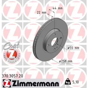 ZIMMERMANN 370.3057.20 - Jeu de 2 disques de frein avant