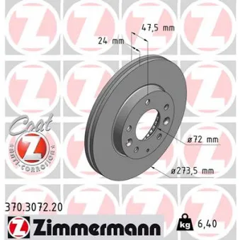 ZIMMERMANN 370.3072.20 - Jeu de 2 disques de frein avant