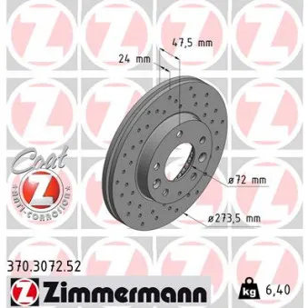 ZIMMERMANN 370.3072.52 - Jeu de 2 disques de frein avant