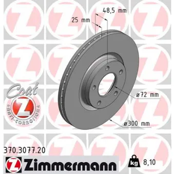 Jeu de 2 disques de frein avant ZIMMERMANN OEM 24.0125-0170.1