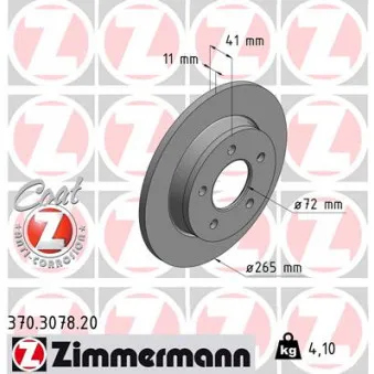 Jeu de 2 disques de frein arrière ZIMMERMANN OEM c24y26251c