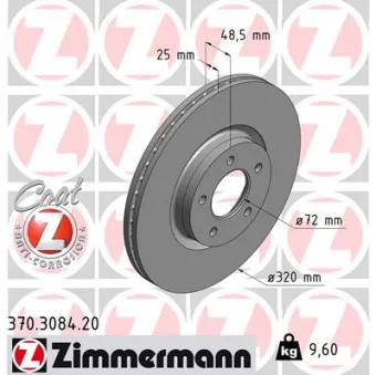 ZIMMERMANN 370.3084.20 - Jeu de 2 disques de frein avant