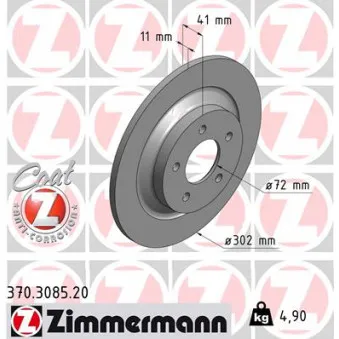 ZIMMERMANN 370.3085.20 - Jeu de 2 disques de frein arrière