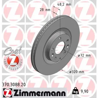 Jeu de 2 disques de frein avant ZIMMERMANN OEM 24.0128-0233.1