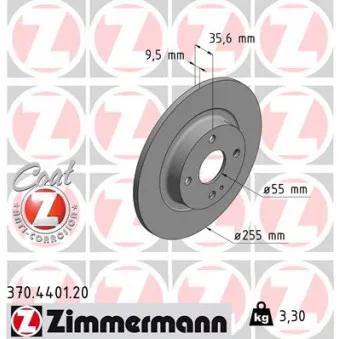 Jeu de 2 disques de frein arrière ZIMMERMANN 370.4401.20