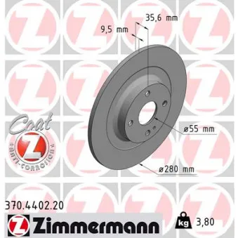 Jeu de 2 disques de frein arrière ZIMMERMANN OEM 6000612254