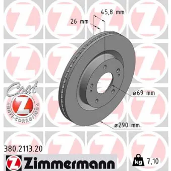 ZIMMERMANN 380.2113.20 - Jeu de 2 disques de frein avant