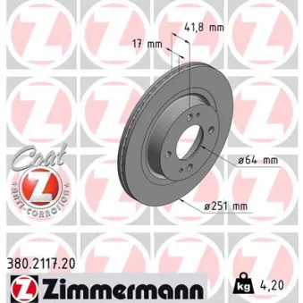 Jeu de 2 disques de frein avant ZIMMERMANN 380.2117.20