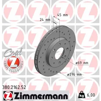 ZIMMERMANN 380.2162.52 - Jeu de 2 disques de frein avant