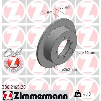 Jeu de 2 disques de frein arrière ZIMMERMANN 380.2165.20