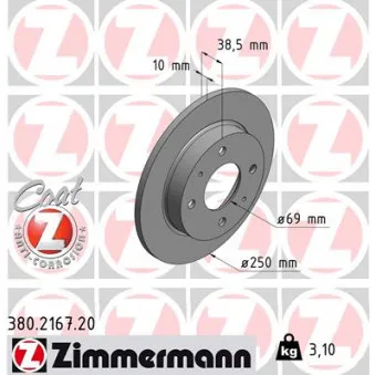 Jeu de 2 disques de frein arrière ZIMMERMANN 380.2167.20