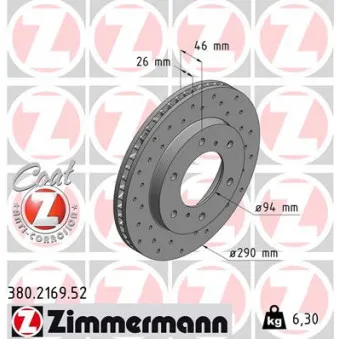 ZIMMERMANN 380.2169.52 - Jeu de 2 disques de frein avant