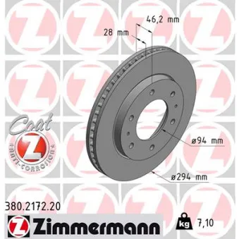 ZIMMERMANN 380.2172.20 - Jeu de 2 disques de frein avant