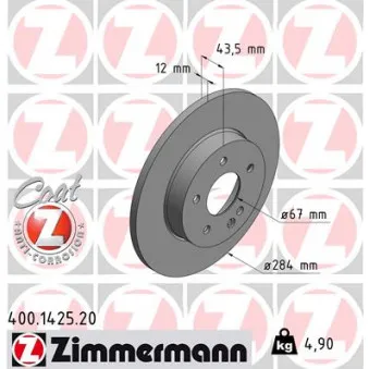 Jeu de 2 disques de frein avant ZIMMERMANN OEM a2024210212