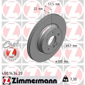 ZIMMERMANN 400.1434.20 - Jeu de 2 disques de frein arrière