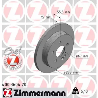 ZIMMERMANN 400.3604.20 - Jeu de 2 disques de frein arrière