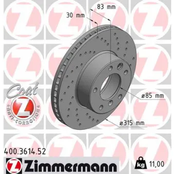 ZIMMERMANN 400.3614.52 - Jeu de 2 disques de frein avant