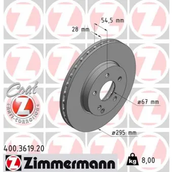 ZIMMERMANN 400.3619.20 - Jeu de 2 disques de frein avant