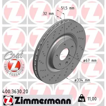 Jeu de 2 disques de frein avant ZIMMERMANN OEM 1294212312