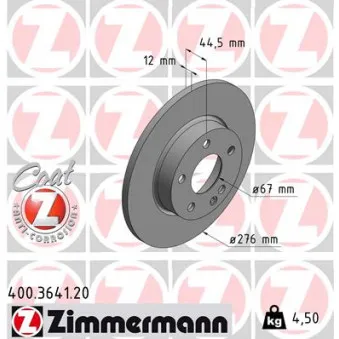 Jeu de 2 disques de frein avant ZIMMERMANN OEM 24.0312-0167.1
