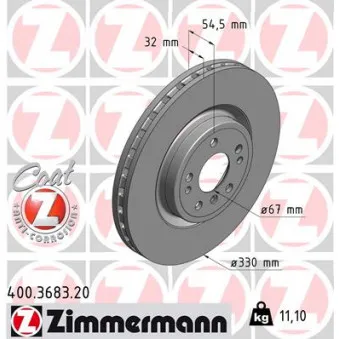 ZIMMERMANN 400.3683.20 - Jeu de 2 disques de frein avant