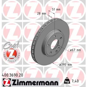 Jeu de 2 disques de frein avant ZIMMERMANN OEM 24.0128-0276.1