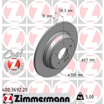 ZIMMERMANN 400.3692.20 - Jeu de 2 disques de frein arrière