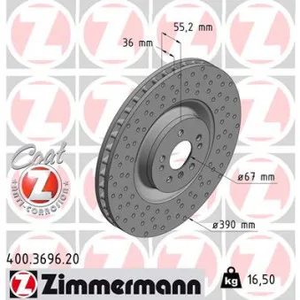ZIMMERMANN 400.3696.20 - Jeu de 2 disques de frein avant