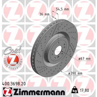 ZIMMERMANN 400.3698.20 - Jeu de 2 disques de frein avant