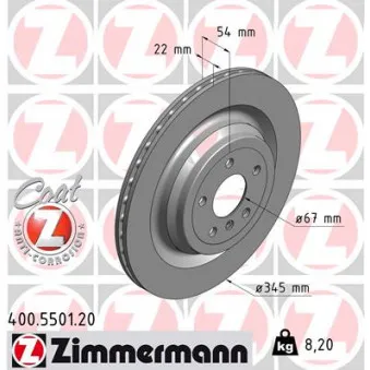 Jeu de 2 disques de frein arrière ZIMMERMANN OEM 1664230212