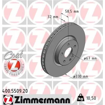 Jeu de 2 disques de frein avant ZIMMERMANN OEM RT 21722 T4