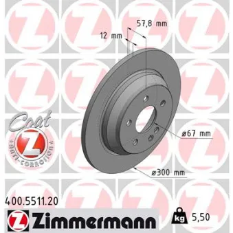 Jeu de 2 disques de frein arrière ZIMMERMANN 400.5511.20