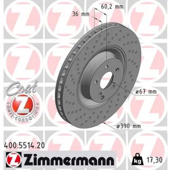 ZIMMERMANN 400.5514.20 - Jeu de 2 disques de frein avant