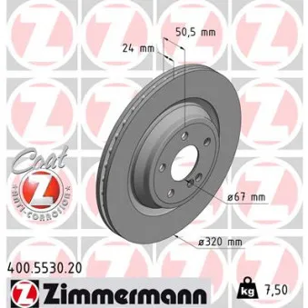 ZIMMERMANN 400.5530.20 - Jeu de 2 disques de frein arrière