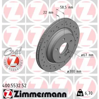 ZIMMERMANN 400.5532.52 - Jeu de 2 disques de frein arrière